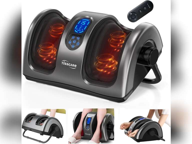 TISSCARE Foot Massager with Heat, FSA HSA Eligible, Shiatsu Foot Massager for Plantar Fasciitis, Neuropathy, Circulation and Pain Relief, Remote Control, Deep Kneading, Gifts for Women Men Mom Dad 130