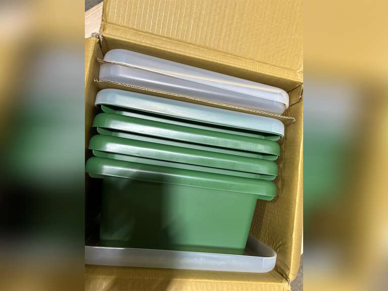 ECR4Kids Square Bin with Lid, Storage Containers, Hunter Green, 4-Pack 70