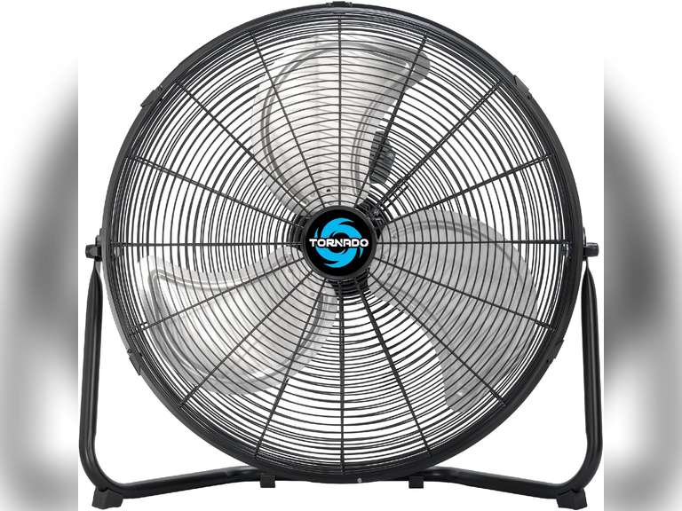 Tornado 20 Inch High Velocity Metal Floor Fan, 3-Speed Powerful Cooling for Industrial, Commercial, and Home Spaces, 120 Tilt, 6.0 FT Cord - UL safety Listed, Black 137