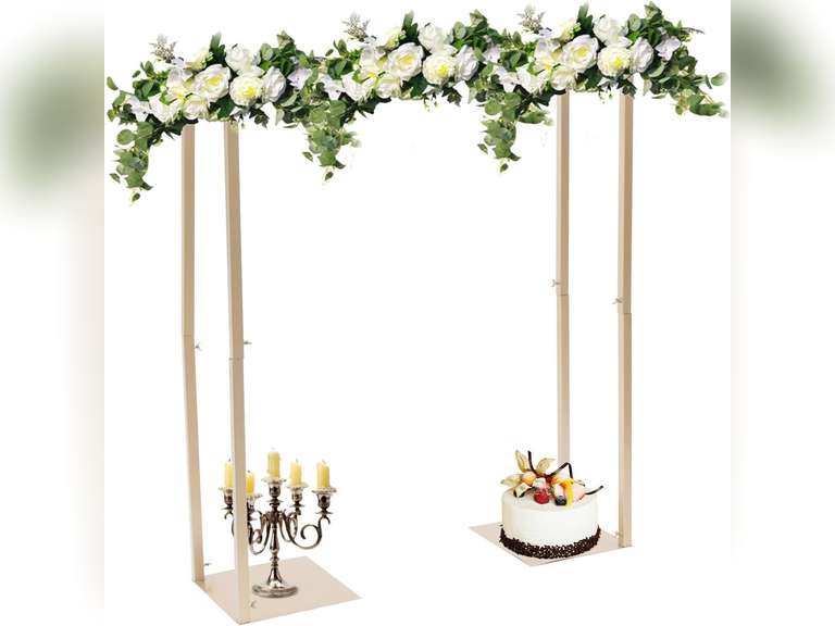 3.9x3.3Ft Gold Square Backdrop Stand Arch, Metal Wedding Arch Stand Pipe Kit Backdrop Door for Wedding Ceremony, Birthday Party, Theme Event Decoration, Easy Assembly 50