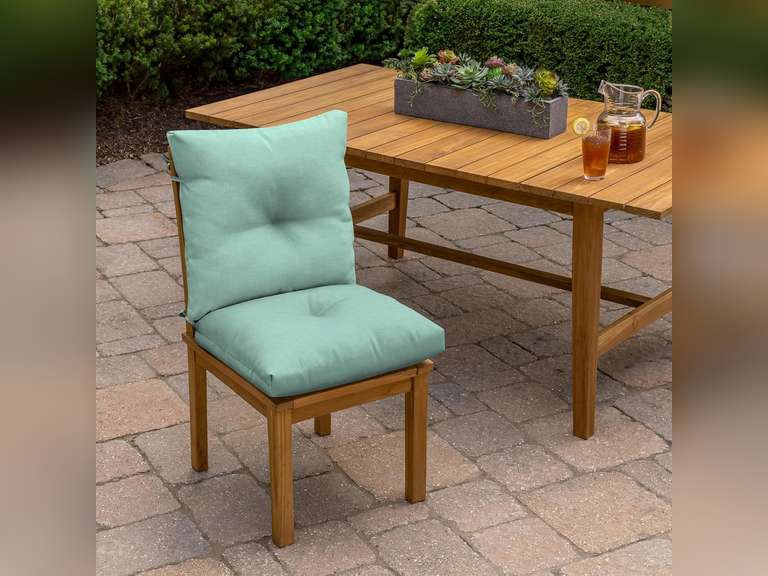 Arden Selections Outdoor Plush Modern Tufted Blowfill Dining Chair Cushion, 21 x 40, Water Repellent, Fade Resistant, Tufted Cushion for Dining and Bistro Chairs 21 x 40, Aqua Leala 86