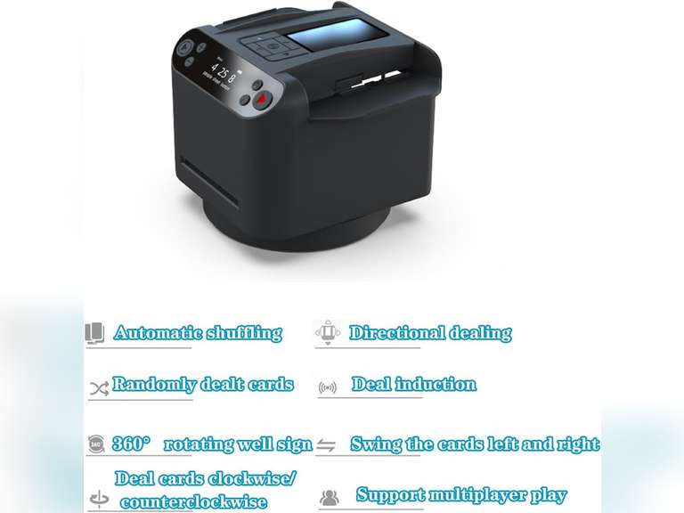 Card Dealer Shuffler, Efficient Automatic Card Shuffler, 360 Rotating Dealing,5000mah Rechargeable Battery, 4 Wireless Remote Control Card Call Buttons, Suitable for Efficient Leisure and Entertainm 197