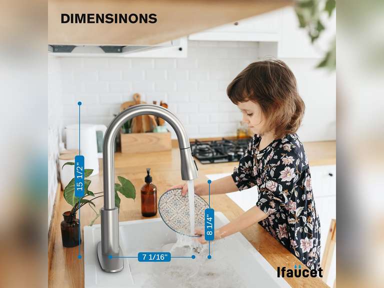 Kitchen Faucets, Kitchen Faucet with Pull Down Sprayer, High Arc Single Handle Kitchen Sink Faucet with Water Lines, Brushed Nickel Kitchen Faucet with Sprayer, RV Sink faucets 40