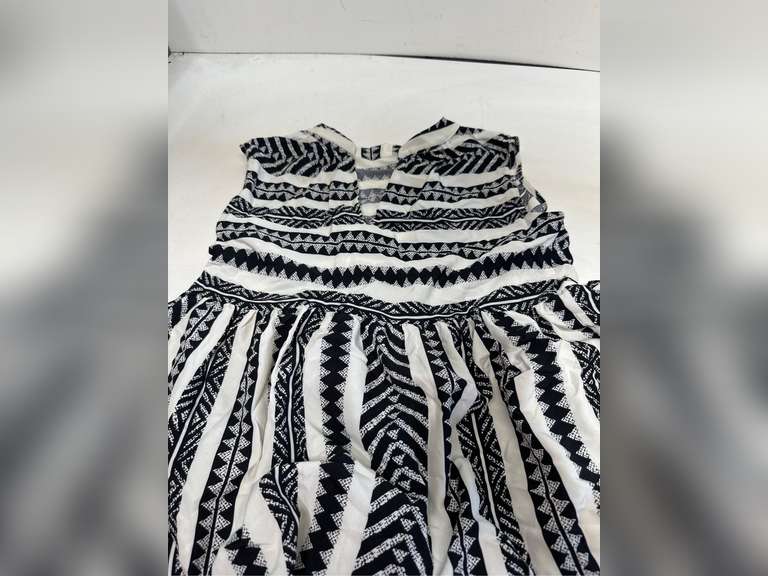 CUPSHE Women's Ruffle Beach Mini Dress Split V Neck A Line Sleeveless Geometric Stripe Tropical Leaf Pattern Summer Dresses si.ze M 38