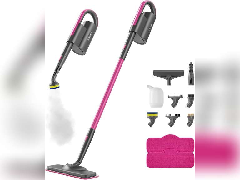 Schenley Steam Mop Cleaner with Detachable Handheld Steamer for Cleaning Hardwood, Laminate Floor, Tiles and Grout, with 7-in-1 Multi-purpose Accessories and Washable Microfiber Pads 100