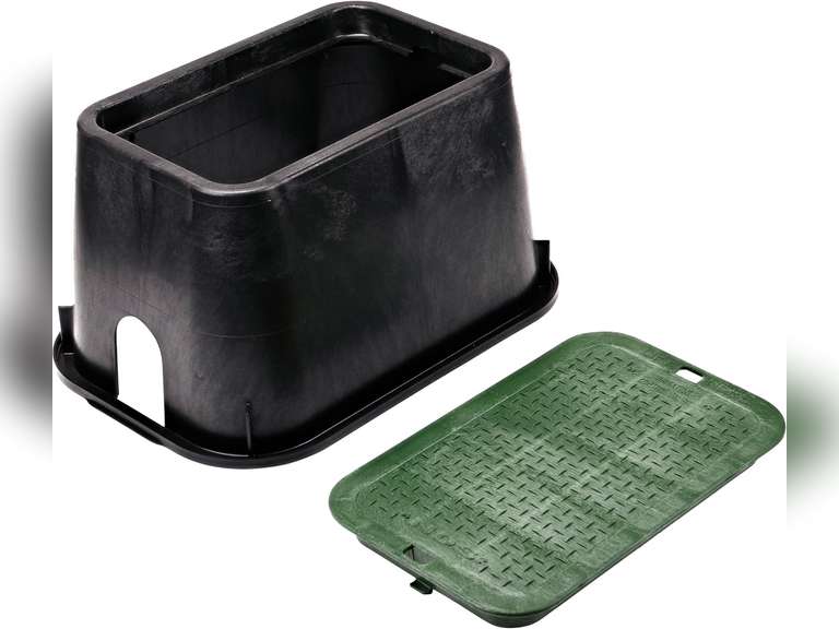 NDS D1000-SG Rectangle Valve Box with Drop-In Cover, 10-Inch by 15-Inch by 10-Inch, Black/Green 37