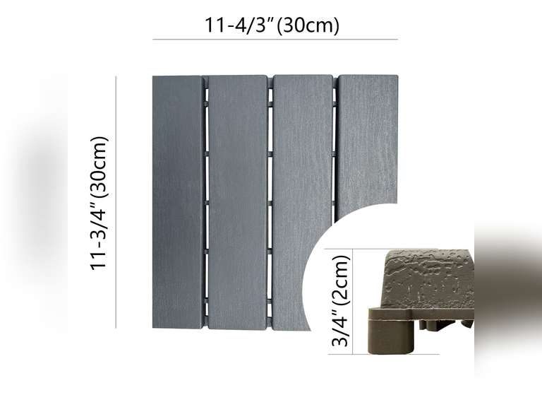 43 sq. Ft Plastic Interlocking Deck Tiles,60 PCS,12"x12"(30 x 30cm) Waterproof Outdoor Flooring All Weather Use, Patio Floor Decking Tiles for Porch Poolside Balcony Backyard 160