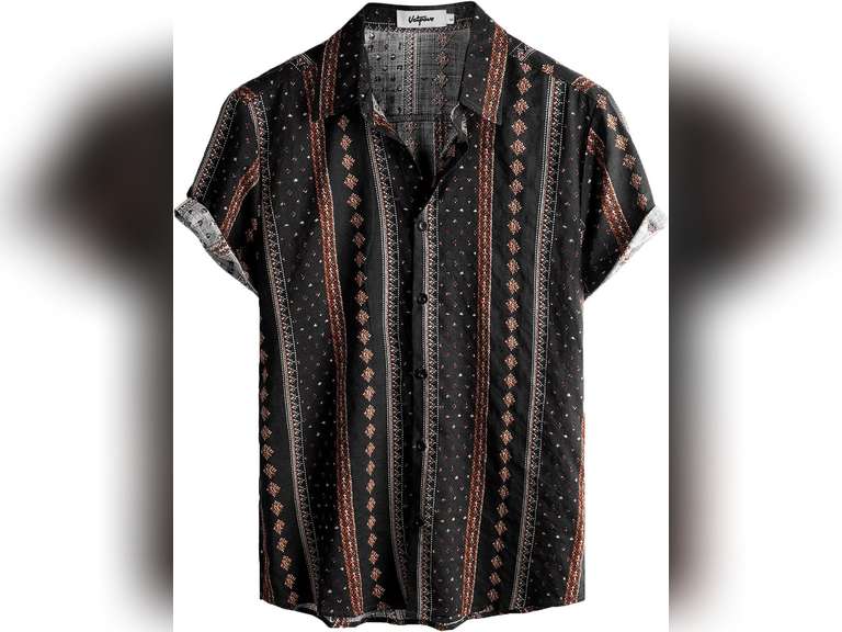 VATPAVE Mens Casual Hawaiian Floral Shirts Short Sleeve Button Down Tropical Shirts Beach Summer Shirts, size L 26