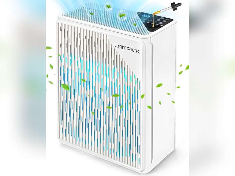Air Purifiers for Home Up to 1736 sqft, LAMPICK Air Purifier for Home Pets with Night Light, Sleep Mode, Fragrance Sponge, PM2.5 Detector, True H13 HEPA Filter Carbon Filters Air Cleaners for Bedroom 110