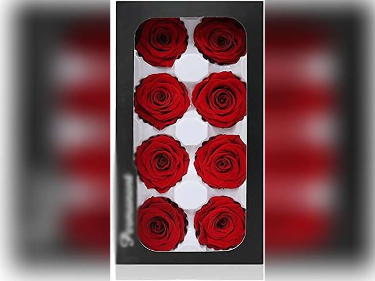 Eternal Life Flower Material Gift Box Immortal Rose Flower Dried Rose Artificial Preserved Flowers Head Roses, 8 pcs 16