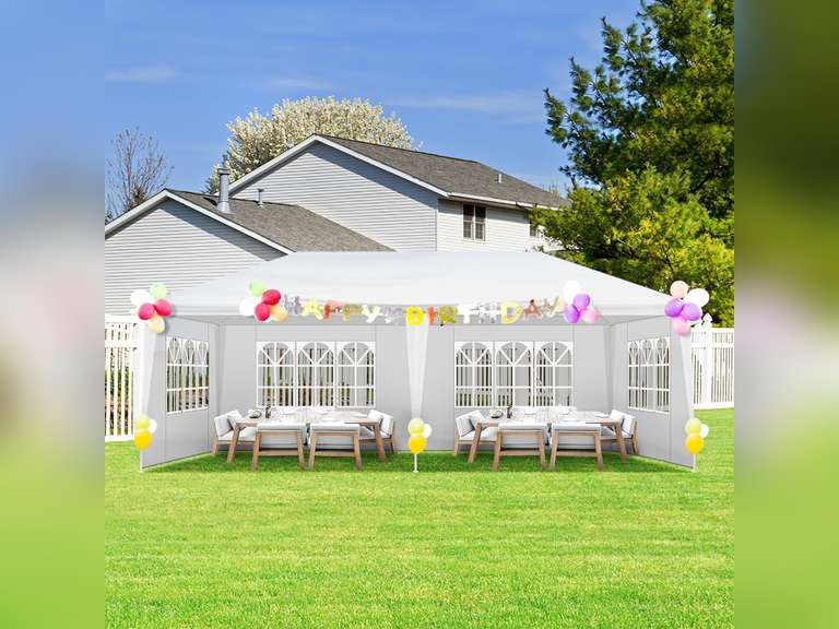 (Similar)10'x20' Outdoor Canopy Tent, Party Tent with 4 Removable Sidewalls, Event Tents for Parties, Outside Waterproof Wedding Canopy for Birthday, Holiday (White,10x20FT-4Sides) 110