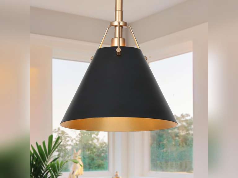 KSANA Modern Black Gold Pendant Light, 1-Light Farmhouse Pendant Lighting for Kitchen Island, Dining Room, Hallway, Foyer and Bedroom 80