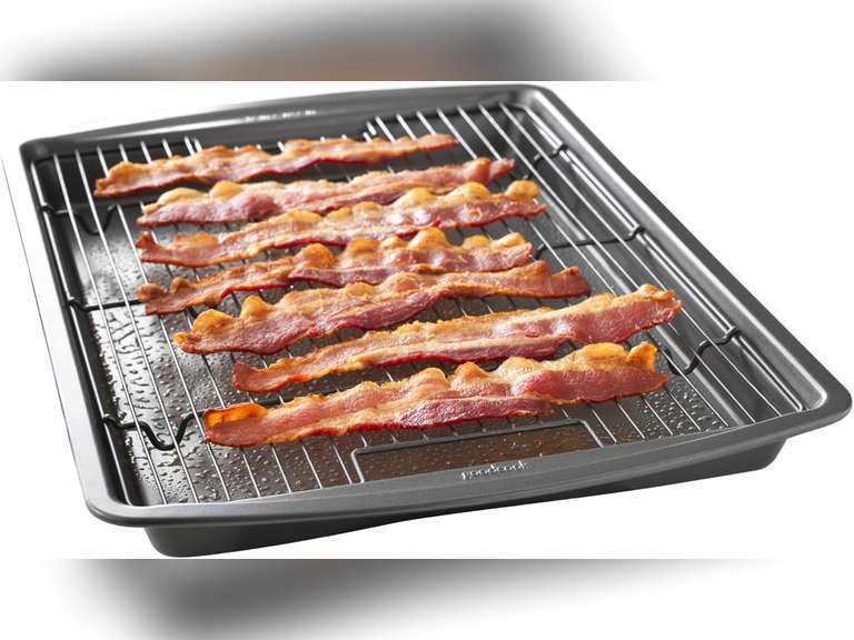 GoodCook 15 x 10.5 Nonstick Carbon Steel Baking Pan & Raised Wire Rack Pizza Crisper, Crispy Bacon, Multipurpose Cooking Sheet Pan, Cooling Rack, Kitchen Cookware Set, Dishwasher Safe 20