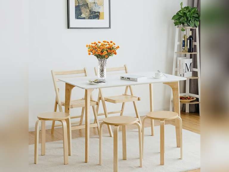POWERSTONE Stacking Stools Set of 4, Portable Bentwood Nesting Stools, 18 Inch School Chairs Flexible Seating for Students Adults Classroom Elementary Home Kitchen Dining Room Use Natural 75