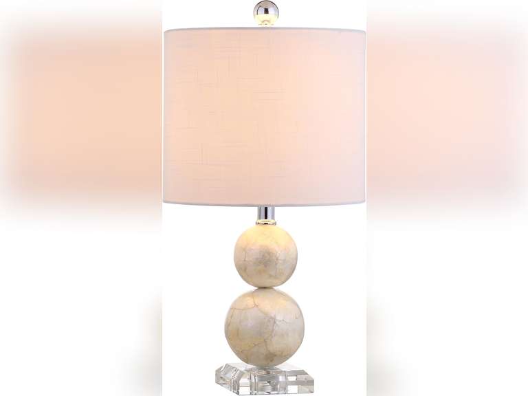 JONATHAN Y JYL1023A Table Lamp, Ivory Seashell with White Shade 90