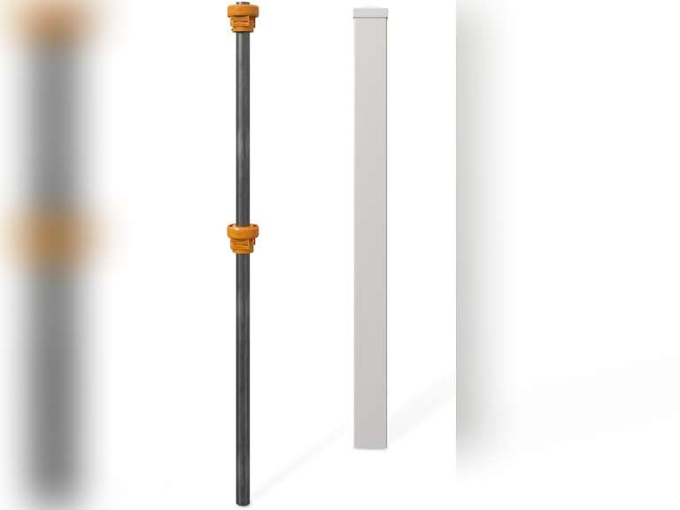 WamBam Fence BL19042 WamBam Finishing Post Semi-Permanent Vinyl Fence, 4" Width by 4" Diameter by 48 Height, Yellow & Steel 166