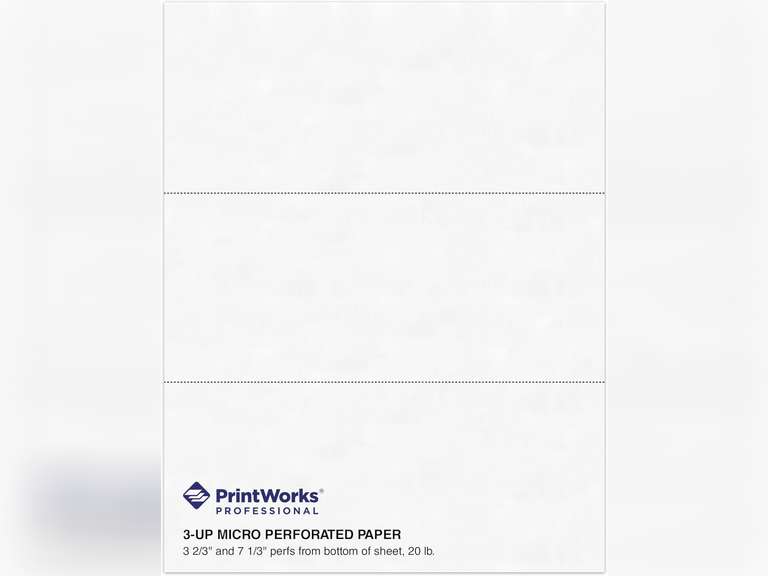 PrintWorks Professional 3 Part Perforated Paper 8.5 x 11 - Perfect for W-2, 1099, & Statement Use - Made in The USA - 500 Sheets - 20 lb - A4 Paper - Printer Compatible - White (04120) 14