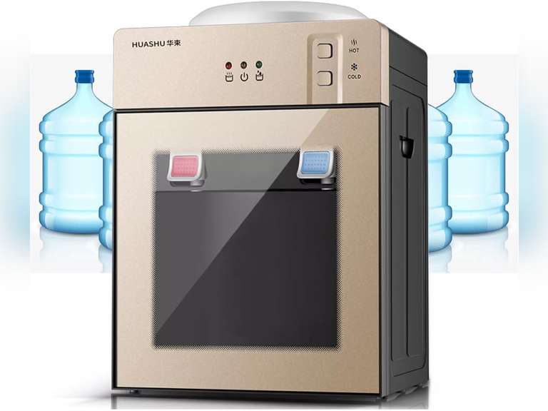 Hot and Cold Water Dispenser, 3/5 Gallon Top Loading Water Cooler, Electric Water Cooler Dispenser, Countertop Water Dispenser for Home Office Dormitory Use, 110V 550W 66