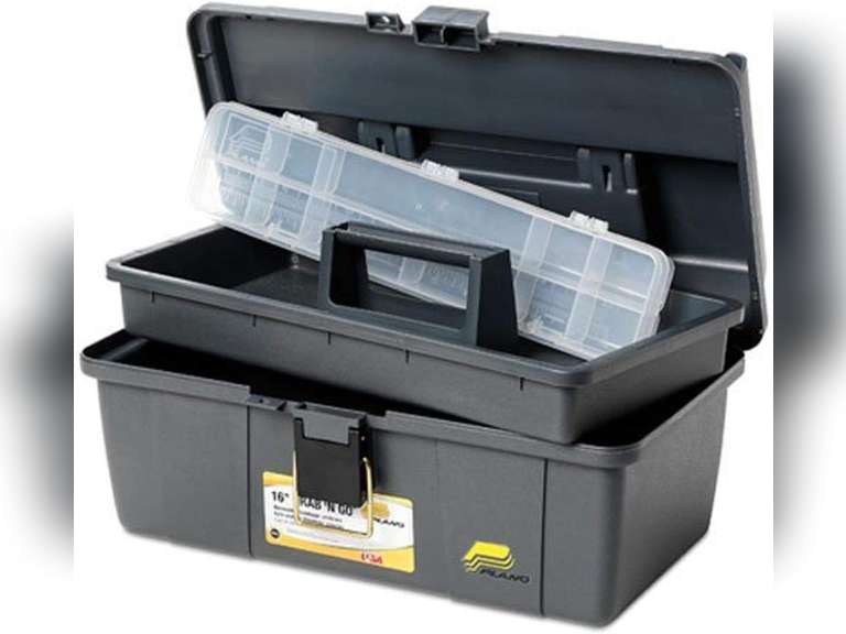 Plano 16 Inch Grab-N-Go Storage Box with Tray - Grey 28