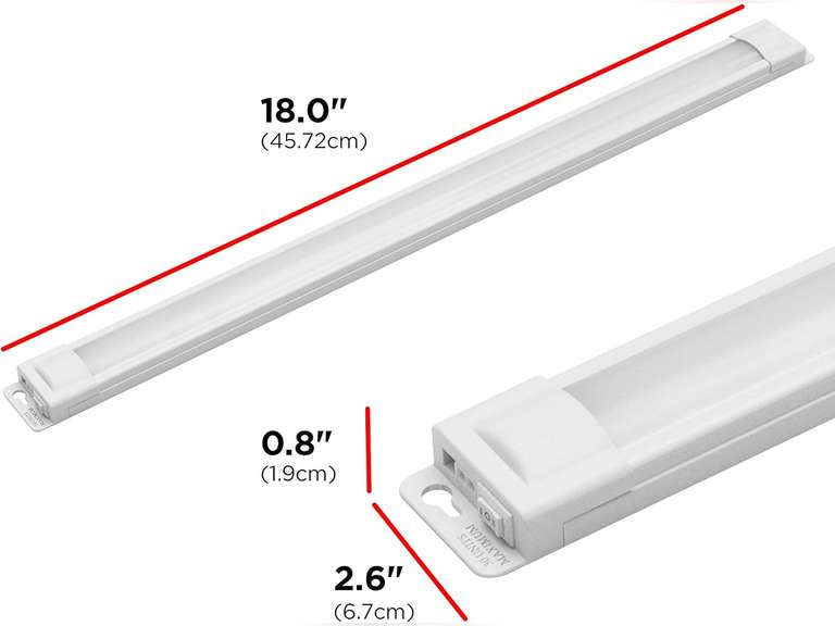 UltraPro 18 inch Plug-in Linkable Under Cabinet Lights, High/Low/Off, Warm White Light (2700K), LED Under Cabinet Lighting, Under Counter Lights for Kitchen, 44106 34