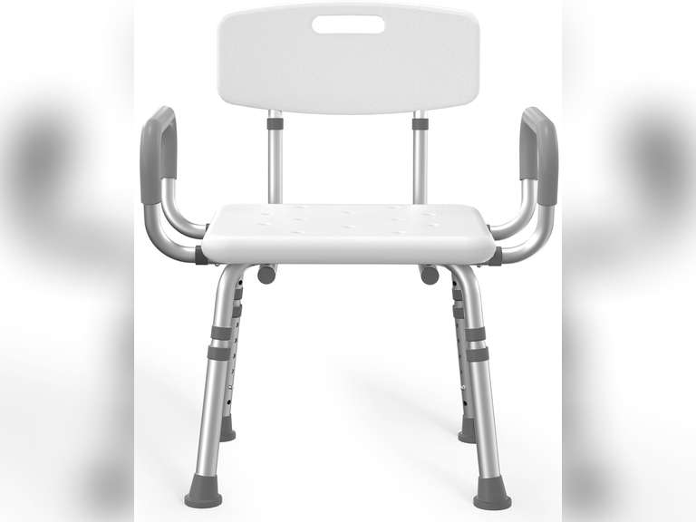 Shower Chair for Inside Shower with Arms and Back, FSA/HSA Eligible 500 lbs Heavy Duty Shower Seat for Bathtub, Height Adjustable Safety Bath Seat for Elderly, Adults, Handicap and Disabled 45
