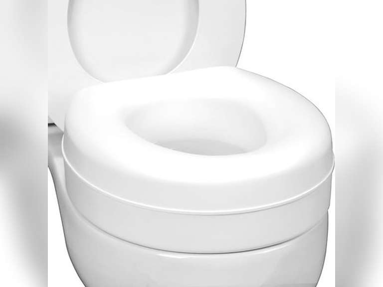 HealthSmart Raised Toilet Seat Riser That Fits Most Standard (Round) Toilet Bowls for Enhanced Comfort and Elevation with Slip Resistant Pads, 15x15x5 28