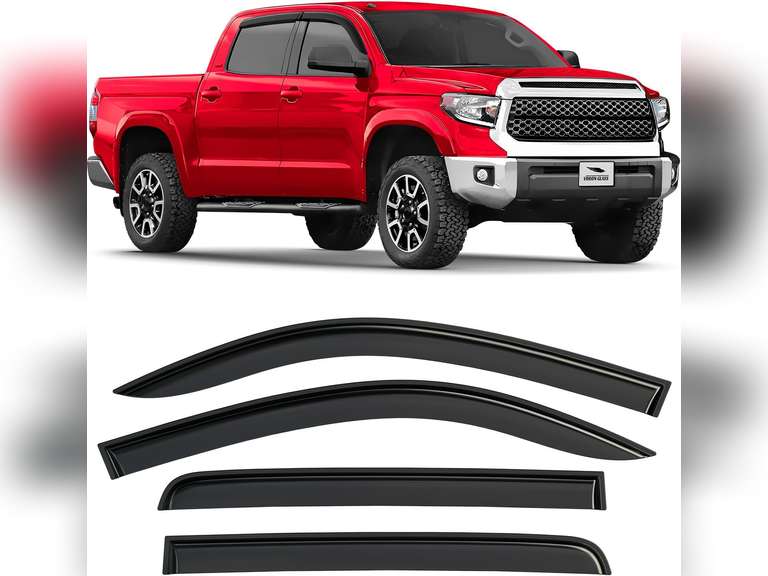 Voron Glass Tape-on Extra Durable Rain Guards for Toyota Tundra 2007-2021 CrewMax, Window Deflectors, Vent Window Visors, 4 Pieces-100429 60