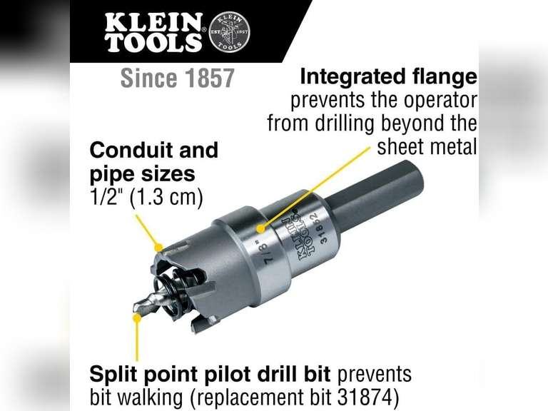 (SIMILAR MODEL)31852 Heavy Duty Hole Cutter, 7/8-Inch Carbide Hole Cutter Cuts Stainless Steel, Mild Steel, Iron, Copper, Brass 27