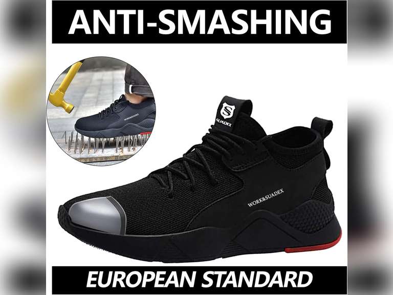 SUADEX Steel Toe Shoes for Men Women Lightweight Safety Work Sneakers for Construction Indestructible Breathable 9.5 44