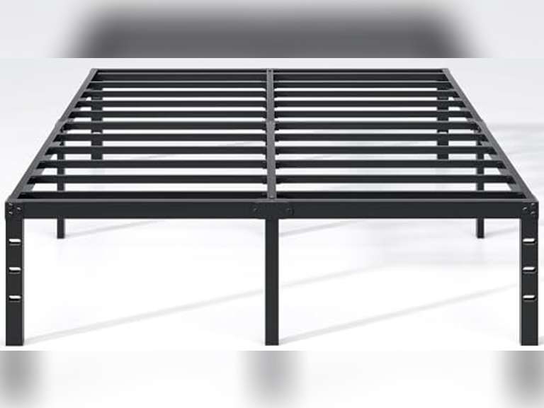 Metal Bed Frame,King Size Bed Frame with Storage Space,Heavy Duty Sturdy Mattress Foundation,Easy Assembly,No Box Spring Needed, Black,18 Inch,King 70