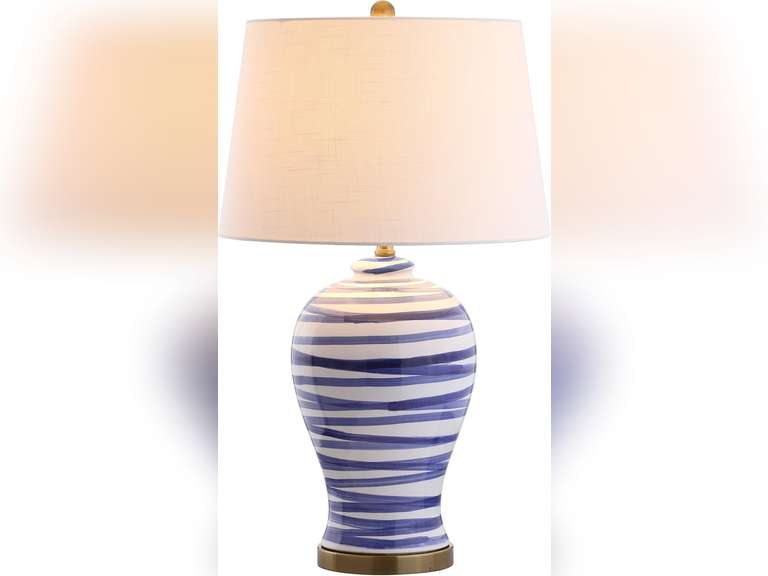 JONATHAN Y JYL3016A Joelie 29" Ceramic LED Table Lamp Coastal Traditional Bedside Desk Nightstand Lamp for Bedroom Living Room Office College Bookcase LED Bulb Included, Blue/White 224