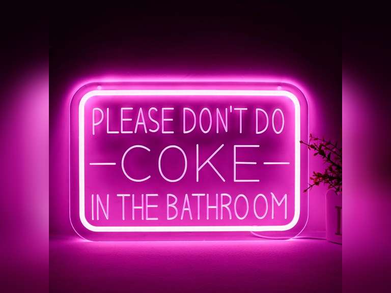 Please Don t Do Coke in the Bathroom Neon Sign Wall Decor LED Bedroom Dorm Office Wall LED Neon Light Brightness,Light Up Sign for Party Decor,Bathroom,Christmas Gifts 23