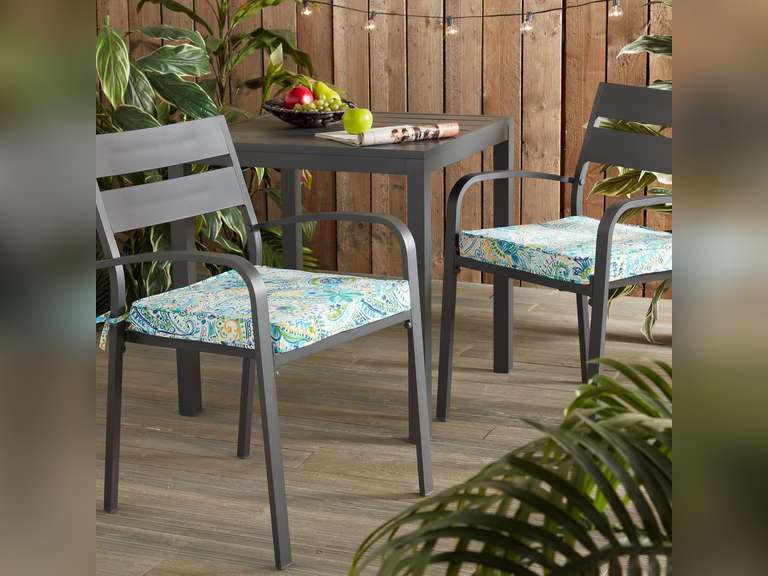 Greendale Home Fashions Outdoor 18-inch Square Reversible Seat Cushion, Paisley 2 Count 62
