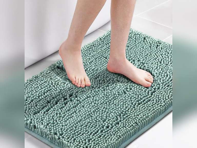 H.VERSAILTEX Bath Mat for Bathroom Non Slip Luxury Chenille Ultra Soft Bath Rugs 24x36 Absorbent Non Skid Shaggy Rugs Washable Dry Fast Plush Area Carpet Mats, Eggshell Blue 23