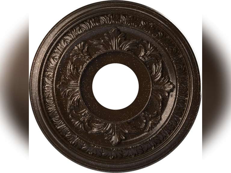 Ekena Millwork CMP13BAAMB Baltimore Thermoformed PVC Ceiling Medallion (Fits Canopies up to 5 1/4"), 13"OD x 3 1/2"ID x 3/4"P, Textured Metallic Mystic Brown(color white) 39