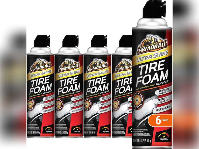 Armor All Tire Foam Ultra Shine, 18-Fluid Ounce Cans (Pack of 6) 50