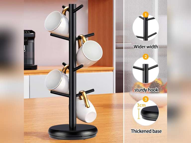 Coffee Cup Holder, Rotating Coffee Mugs Storage Rack, Coffee Counter Bar Organizer, Thicker Base Display Rack for Cafe Business Home 29