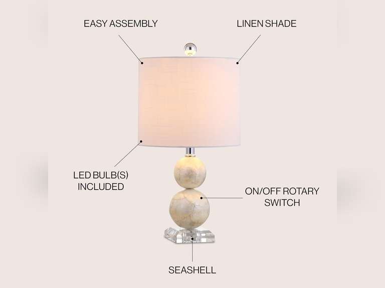 JONATHAN Y JYL1023A Table Lamp, Ivory Seashell with White Shade 90