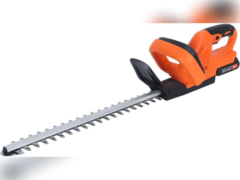 (MISSING BATTERY) Cordless Hedge Trimmer, 20-Inch Electric Bush Trimmer with Dual-Action Blades, Lightweight Shrub Cutter, Battery & Charger Included, Ideal for Garden Maintenance Orange 70