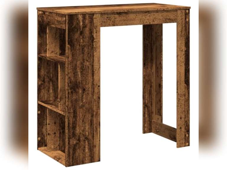 (SIMILAR MODEL) vidaXL Tall Bar Table with Storage Racks in Old Wood | Stylish Engineered Surface Modern Design for Kitchen Dining Room Dimensions 40.2X19.7X40.7 in Furniture Top Pub High Counter Rectangular 119