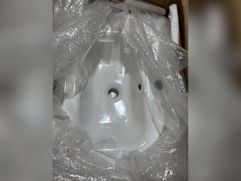 (Similar model) DeerValley DV-1V0096 Vanity Top Sink 24" Modern White Bathroom Vanity Top Rectangular Ceramic Sink with Single Faucet Hole 75