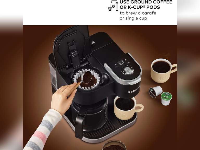 Keurig K-Duo Single Serve K-Cup Pod & Carafe Coffee Maker, with Multiple Brew Sizes, 60oz Removable Reservoir, Programmable Auto Brew Carafe, (Gen 1), Black 140