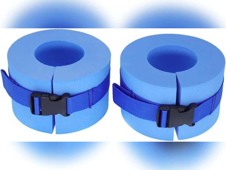 HISTAR Set of 2 Foam Swim Aquatic Cuffs,Water Aerobics Equipment Float Ring Fitness Exercise Set, Ankles Arms Belts with Quick Release Buckle for Swim Fitness Training Set (Blue) 18
