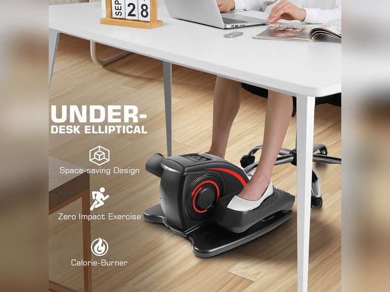 ANCHEER Under Desk Elliptical Machine, Electric Seated Pedal Exerciser, Mini Elliptical Machines for Seniors, LCD Display Monitor, Remote Control, Leg Exerciser for Home 90