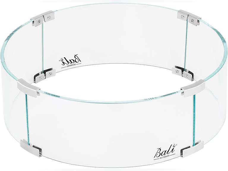 BALI OUTDOORS Fire Pit Wind Guard, 18.5 x 18.5 x6 Inch Clear Tempered Glass Flame Guard with Hard Aluminum Corner Brackets, Fits for Round Outdoor Fire Pit 80