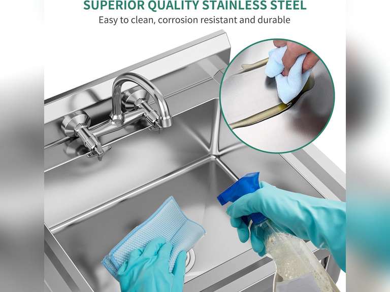 YITAHOME 29 Utility Kitchen Sink Free Standing Single Bowl with Pipe NSF Stainless Steel Commercial Sink for Laundry Room Bathroom Farmhouse Garage Indoor Outdoor 210