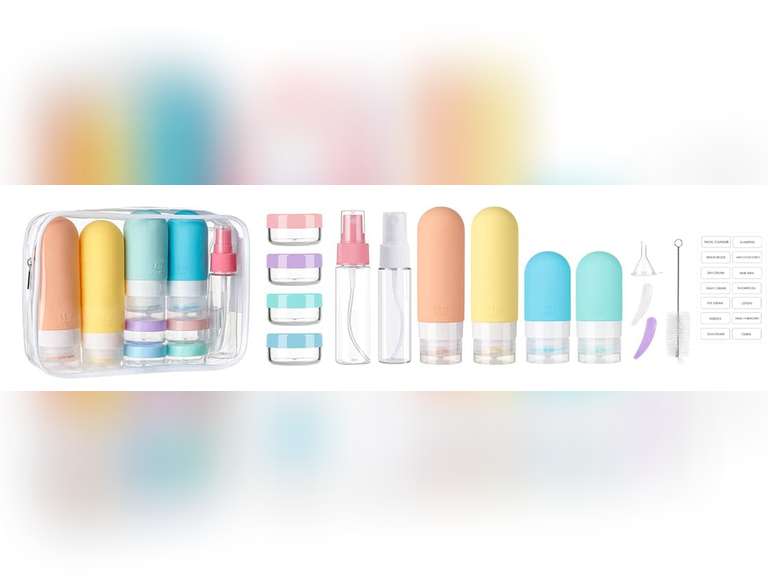 16 Pack Travel Bottles Set - TSA Approved Leak Proof Silicone Squeezable Containers for Toiletries, Conditioner, Shampoo, Lotion & Body Wash Accessories (16 pcs/White Pack) 10