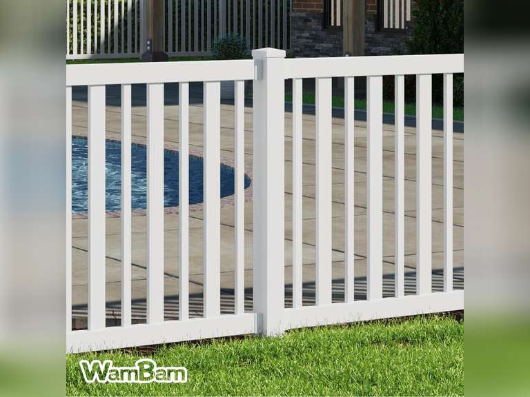 WamBam Fence BL19042 WamBam Finishing Post Semi-Permanent Vinyl Fence, 4" Width by 4" Diameter by 48 Height, Yellow & Steel 166