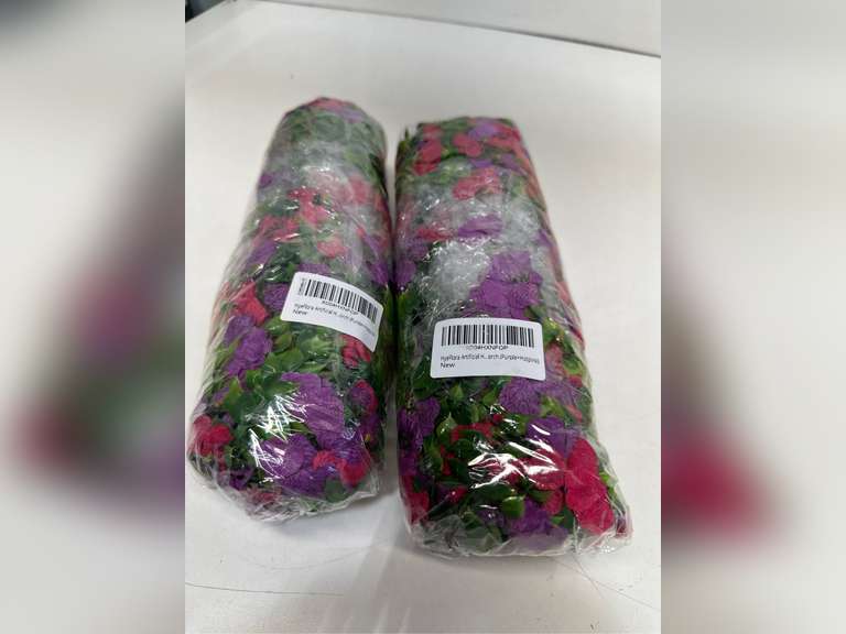 Artificial Flowers for Outdoors Fake Hanging Decoration, 4Pcs Purple and Hotpink Spring Decor, Realistic Plants, UV & Fading Resistant Silk Flower for Porch Patio Balcony Planter Yard 26