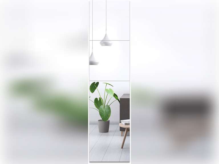Full Length Mirror Tiles, Frameless Glass Wall Mirror 12 Inch x 4 Pieces, Body Mirror, Long Mirror, Gym Mirrors for Home Gym, for Door, Closet, Room, Easy to Install 16